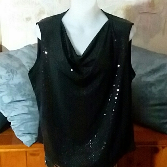Karen Scott Tops - Sexy black top with sequins Large Karen Scott Tops - Sexy black top with sequins Large